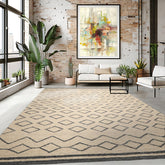 Multi Size Oatmeal Gray Color Hand Woven Flatweave Wool Contemporary Oriental Rug
